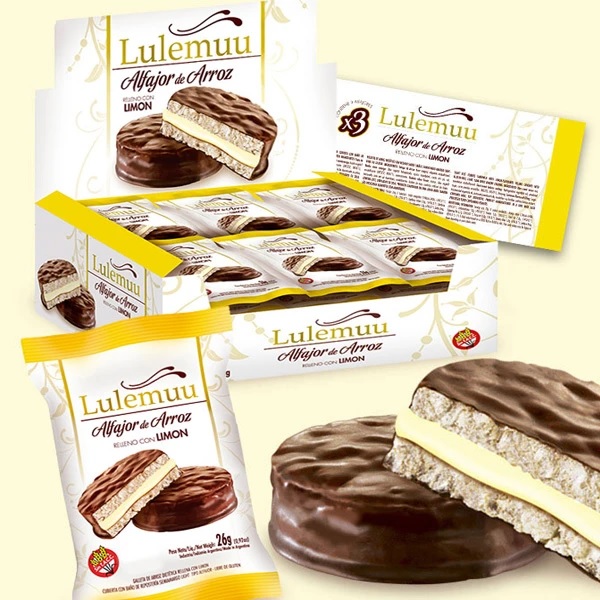 Lulemuu Alfajor de Arroz Limón Rice Alfajor with Lemon Filling (Pack of 4)