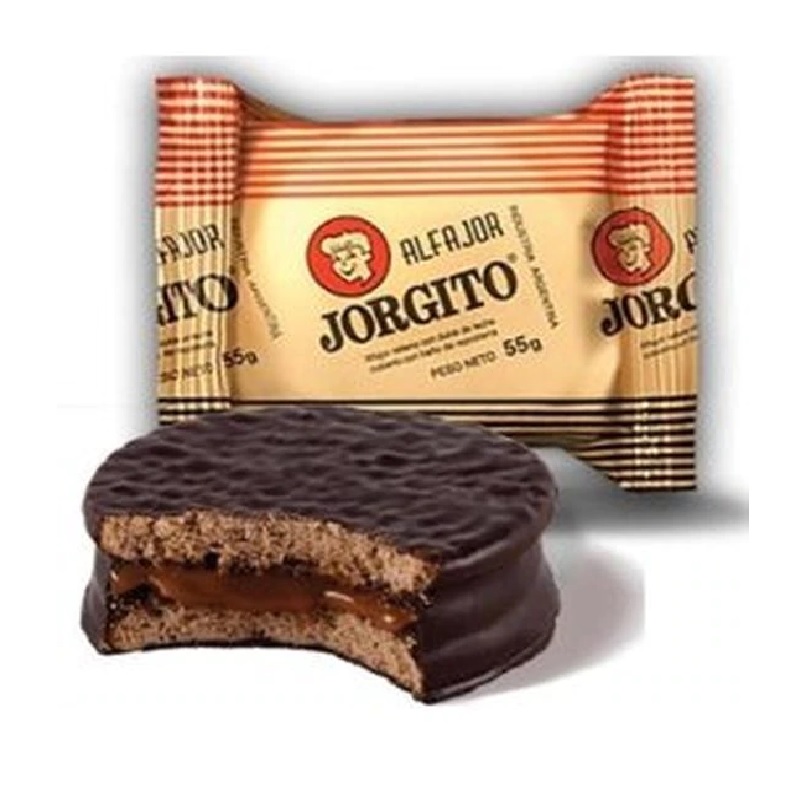 Alfajor Jorgito Negro Dulce de Leche w/ Chocolate Coating, 55 g / 1.94 oz (pack of 6)