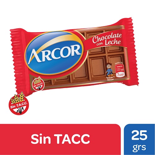 Arcor Chocolate Con Leche  - Gluten Free, 25 g / 0.88 oz (pack de 3)