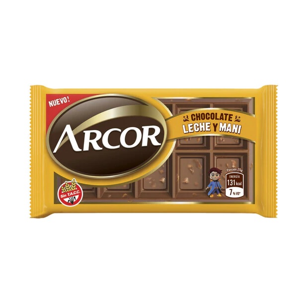 Arcor Chocolate Leche y Maní - Gluten Free, 25 g / 0.88 oz (caja de 30)