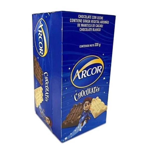 Arcor Chocolatín Chocolate Blanco Mini , 8 g / 0.28 oz (caja de 40 mini barras)