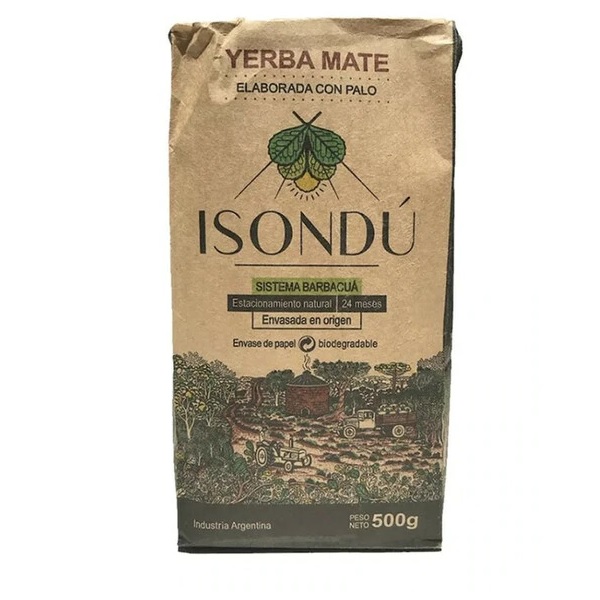 Isondú Yerba Mate Con Palo Barbacua, 24 Month Natural Aging (500 g / 1.1 lb)