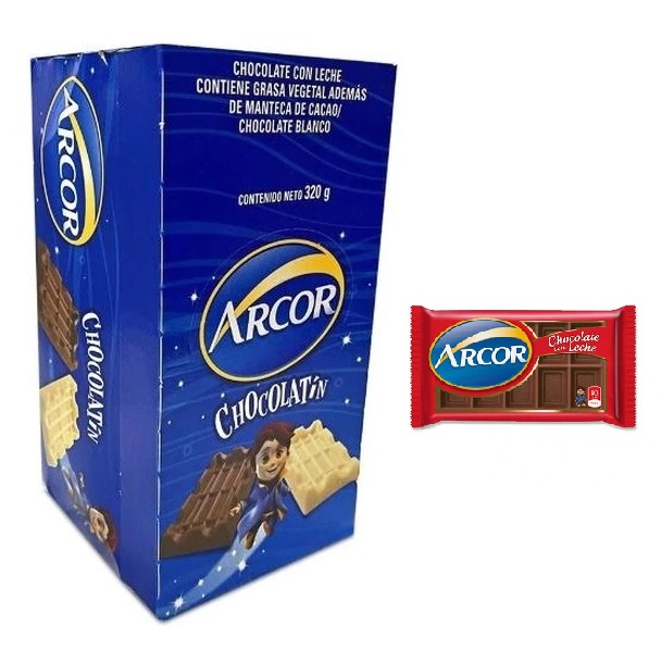 Arcor Chocolatín Chocolate Negro Mini, 8 g / 0.28 oz (caja de 40 mini barras)