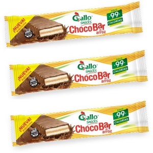 Gallo Barra Chocobar de Arroz Bañada en Chocolate con Pasta de Maní, 3 barras