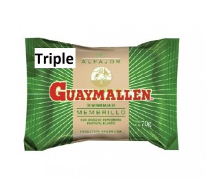 Guaymallen Alfajor Triple de Chocolate Blanco Relleno de Membrillo, 70 g / 2.5 oz (pack de 12)