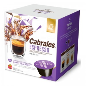 Cabrales Espresso Café Tostado Molido en Cápsulas. Compatible con Nescafé, 6 g / 0.21 oz c/u (caja de 14 capsulas)