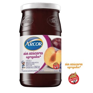 Arcor Mermelada de Ciruela Sin Azúcares Light, 390 g / 13.75 oz. Frasco de Vidrio