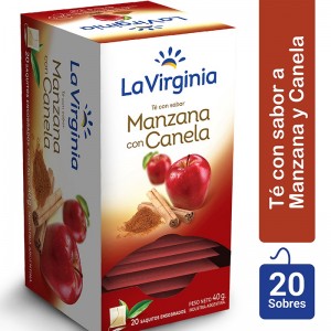 La Virginia Té con Sabor Manzana c/Canela, (40gr). Pack x 20.