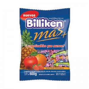 Billiken Más Caramelos Masticables Sabores Frutales, 600 g / 21.16 oz / 200 u