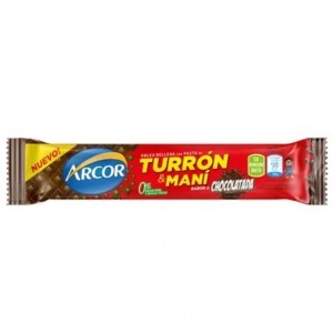 Arcor Turrón & Maní Chocolate , 25 g / 0.9 oz (pack of 6)
