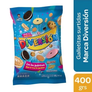 Arcor Galletitas Surtidas Diversión - Macucas, Choco Chips, Azucaradas - 400 g Bolsa