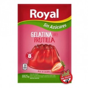 Royal Gelatina Frutilla Sin Azúcares, 8 porciones por sobre 25 g