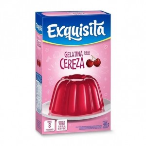 Exquisita Gelatina Cereza, 8 porciones, 40 g por sobre