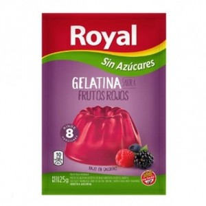 Royal Gelatina Frutos Rojos Sin Azúcares, 8 porciones por sobre 25 g / 0.88 oz sobre