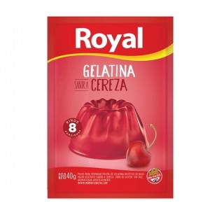 Royal Gelatina Cereza, 8 porciones por paquete, 40 g / 1.41 oz (caja de 8 sobres)