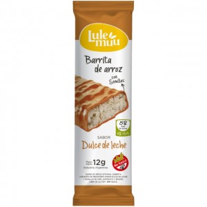 Lulemuu Barrita de Arroz Integral Cubierta con Baño de Dulce de Leche y Semillas de Chía, Amaranto y Sésamo, 12 g  ea (caja de 20)