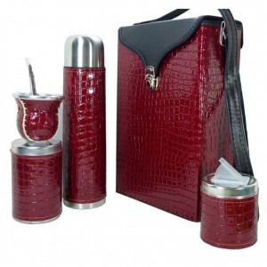 Set Matero de 5 piezas Eco Cuero de Croco Bordo