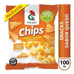 Gallo Chips Crocantes y Horneadas Snack de Arroz Sabor Queso - Gluten Free, 100 g  (pack de 3)