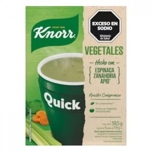 Knorr Quick Sopa de Vegetales con Espinaca, Zanahoria y Apio, 5 sobres