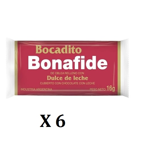 Bonafide Bocadito de Chocolate con Dulce de leche, 16 g / 0,016 oz (Paquete de 6)