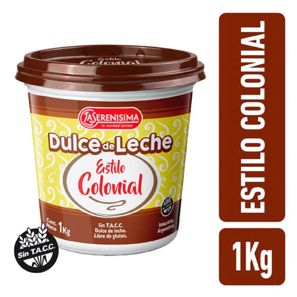 La Serenísima Colonial Dulce de Leche Traditional Recipe, 1 kg / 2.2 lb Super Value Jar